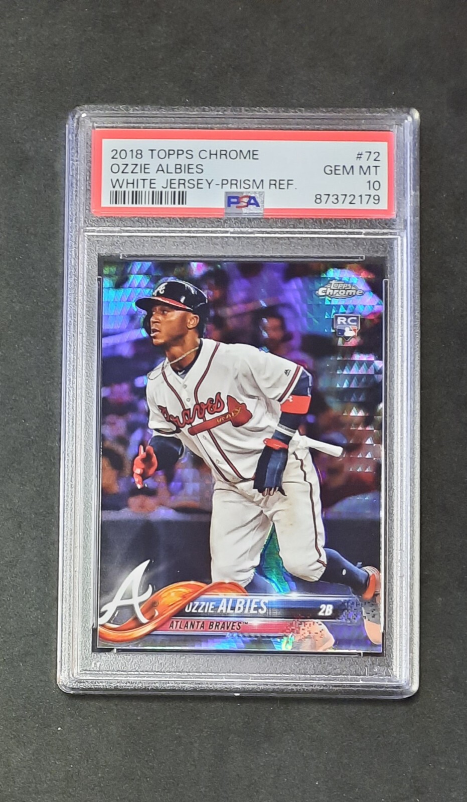Ozzie Albies 2018 Topps Chrome Prism Refractor Rookie Card PSA 10 Atlanta Braves