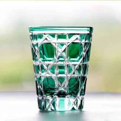Green Luxury Hand Cut Crystal Whisky Glass Tumbler Party Drinkware 300ml |  eBay