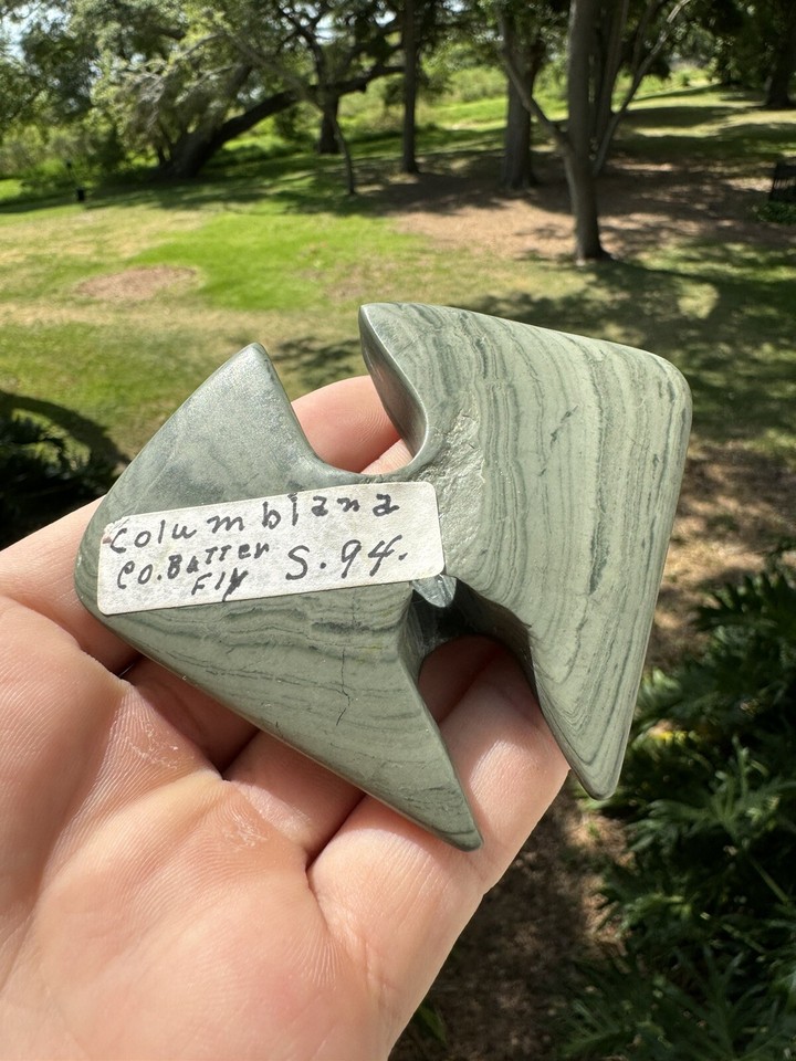 Native American Banded Slate Ohio Butterfly Bannerstone Artifact