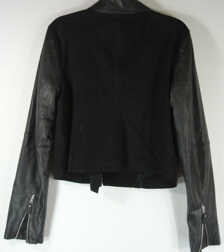 NEW PAIGE Silvie Leather & Suede Moto Jacket in Black - size L #C2104 - Picture 6 of 9