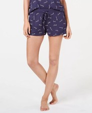 Womens Pajama Shorts Soft Stretch Graphic Print Blue - Jenni X-Small