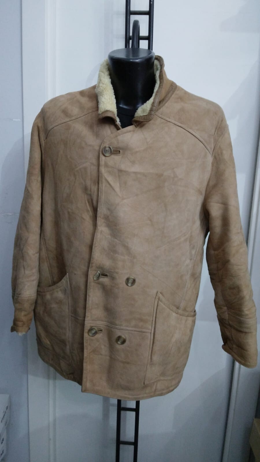 Vintage Men's Light Brown Sheepskin Jacket Size 48 MGS056LZ