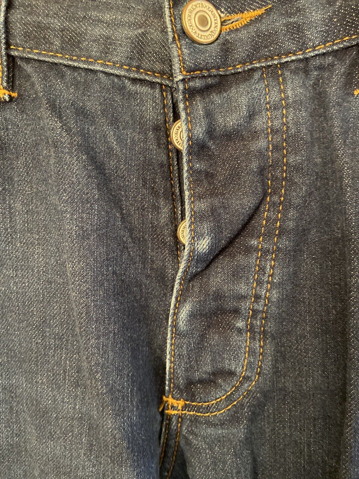 Mens Gustin Jeans Straight Selvedge Raw Denim But… - image 3