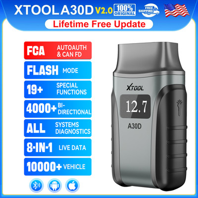 XTOOL A30D OBD2 Scanner Bluetooth Bidirectional Diagnostic Tool FCA Free Updates