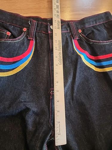 Jeans vintage Y2K Coogi nero denim ricamato pantaloncini larghi hip hop skater (leggi - Foto 6 di 9