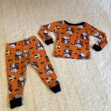 Kids Peanuts 2T Halloween NWOT Pajama Outfi Night Set Orange