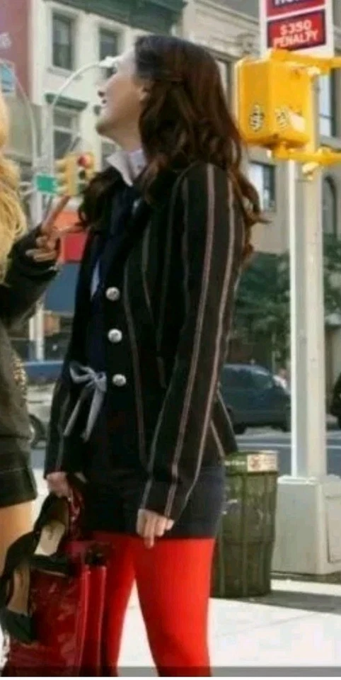 ZARA TRF STRIPED NAVY BLUE WOOL BLAZER JACKET BLAIR WALDORF GOSSIP GIRL M - Image 3 of 4