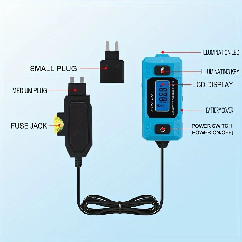 Diagnostic Tool 12V Range 0.01~19.99A Car Circuit Tester Current Test Fuse Repai