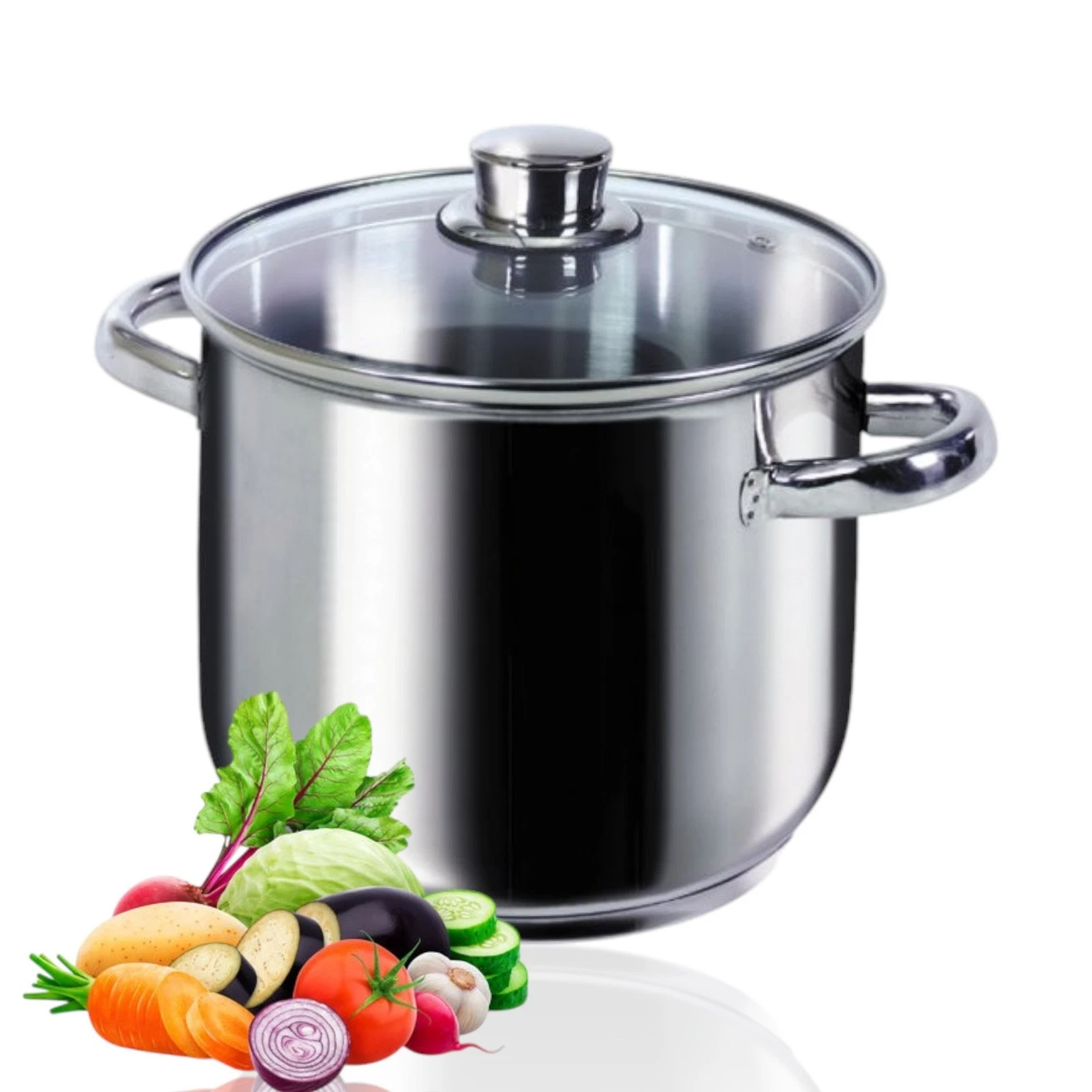 "10L Premium 18/10 Stainless Steel Stock Pot - Large Family Cooking Soup Pan+Lid