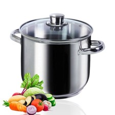 "10L Premium 18/10 Stainless Steel Stock Pot - Large Family Cooking Soup Pan+Lid