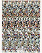 Baseball Magic Eye 3D Optical Illusion Postcard, Classico SF #528-047, 8x10
