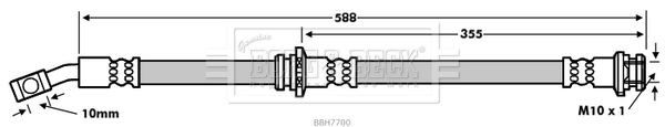 BORG & BECK BBH7700 Brake Hose Front Left 588mm Length Fits Nissan Cube Tiida