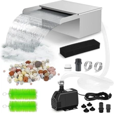 Pond Waterfall Spillway with Filter and Pump Kit - 304 Stainless Steel Ponds Wat