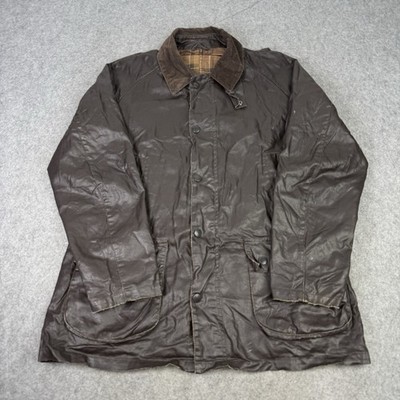 Barbour Jacket Mens Large Brown Keats Wax Linen Field Chore Country Outdoor Coat