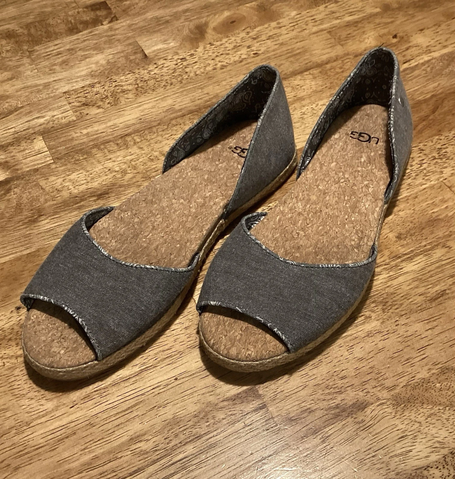 Sandalo piatto UGG Chambray denim 7 5 punta aperta sling back estivo classico bohemien