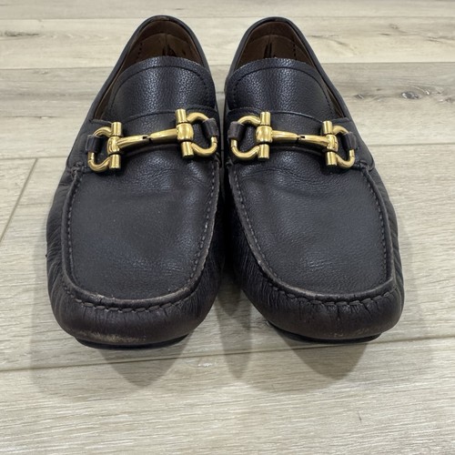 SALVATORE FERRAGAMO Halbschuhe Herren 10 D Braun Gold Parigi Gancini Horsebit - Bild 4 von 17