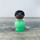 Vintage Fisher Price Little People African American Girl Black Hair Green