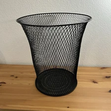 Vtg TALL Northwestern Expanded Metal Co Mesh Trash Can Waste Basket 17.5”x16”