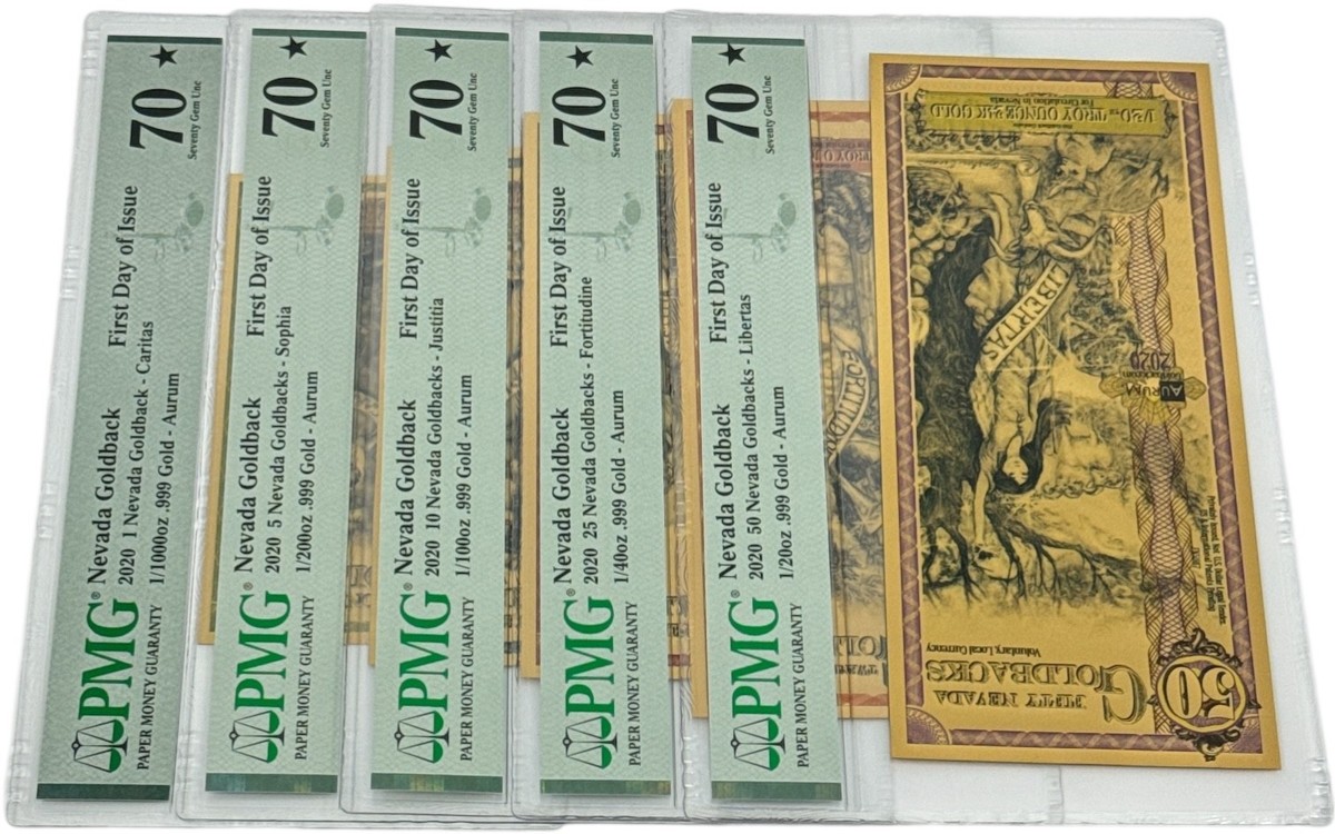 2020 Nevada Goldback Set PMG 70 *FIRST YEAR OF ISSUE* (1, 5, 10