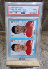 2016 Panini FOOT Kylian Mbappe 505 / Corentin Jean 504 [PSA 9] Rookie Card