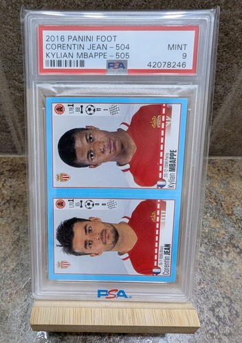 2016 Panini FOOT Kylian Mbappe 505 / Corentin Jean 504 [PSA 9] Rookie Card