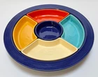 Vintage Fiestaware Cobalt Blue Relish Tray w/ Color Inserts Homer Laughlin NICE