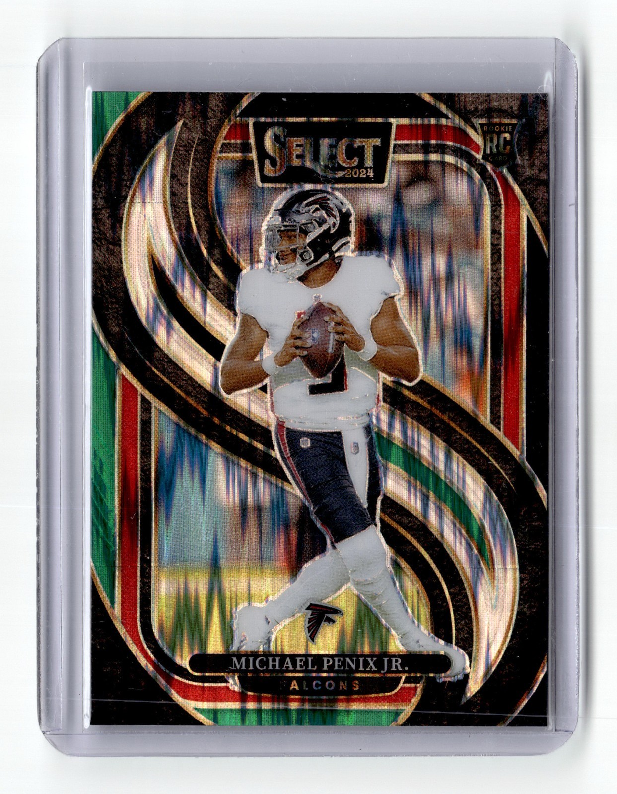 2024 Panini Select #110 Michael Penix Jr. Premier Level Black & Green Shock RC