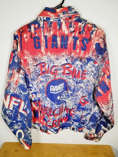 Pro Player New York Giants NFL Cotton Button Up Graphic Jean Jacket Size Medium - Picture 10 of 19