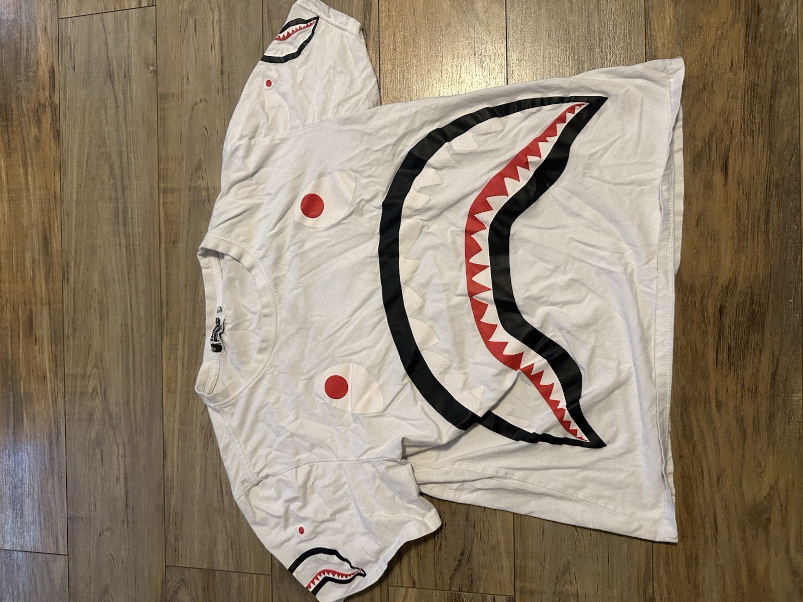 A Bathing Ape Shark Graphic Print T-Shirt White Cotton M Men's
