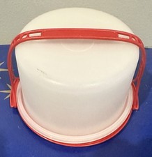 Vintage Tupperware Toys Mini Cake Taker Saver Keeper w/ Handle Red 1499-7