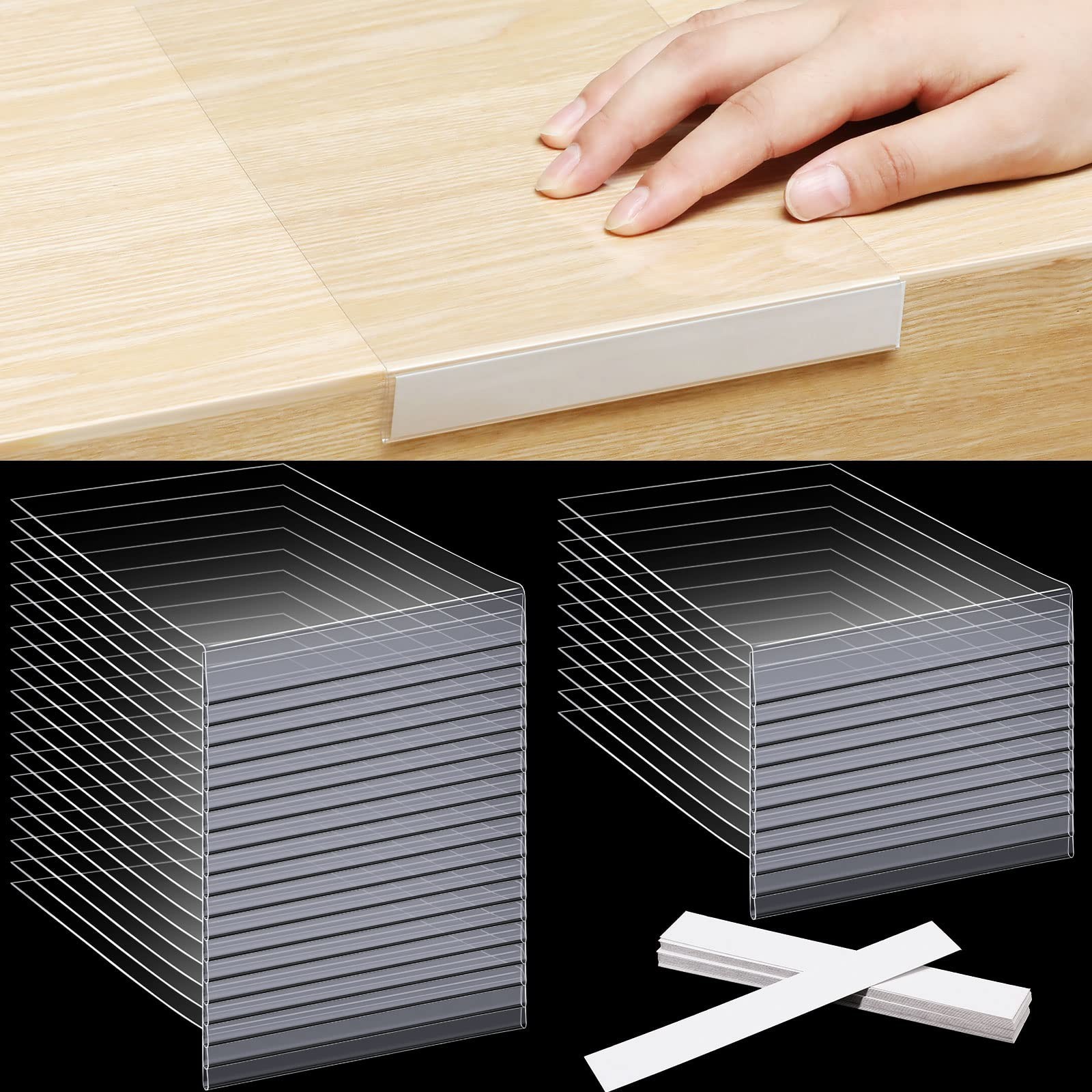 Containlol 30 Pcs PVC Shelf Label Holders with Insert Card, 7.9x5.1x0.8''