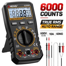 Digital Multimeter TRMS 6000 Counts Auto-Range AC DC Voltmeter Amp Ohm Tester