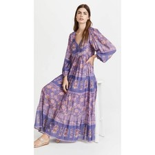 Spell & The Gypsy Juniper Full Length Gown Purple Gold Metallic L