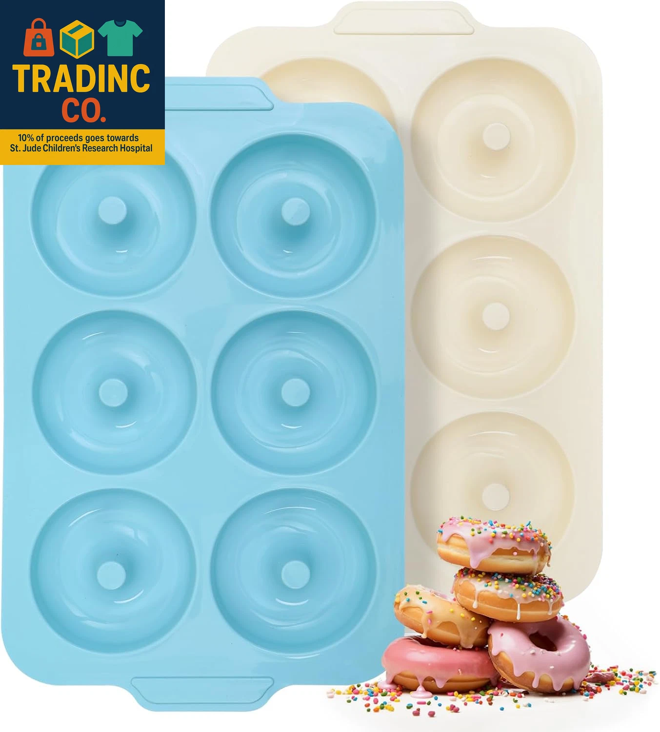 Nonstick Silicone Donut Pan: 3.5 Inch Large Donut Mold with Metal Frame - Bagel