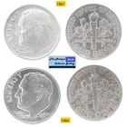 2 Vintage⌛US Philadelphia Mint Silver Roosevelt Dimes🪙As Depicted🪙1961 1964