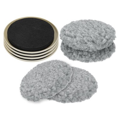 4Pcs Furniture Sliders 3.5'' Plastic Round Sliding Pads with Hardwood Sock, Beige