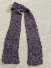 Pull Through Keyhole Scarf Hand Knit Neck Bow Women Soft Wool Blend Purple