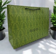 Classic Green Gucci Printed Med Shopping Gift Bag 17” x 12.25” x 5” Photoshoot