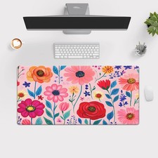 40 90cm XXL Colorful Floral Art Mouse Pad - Non-Slip Rubber Base, Large Desk Mat