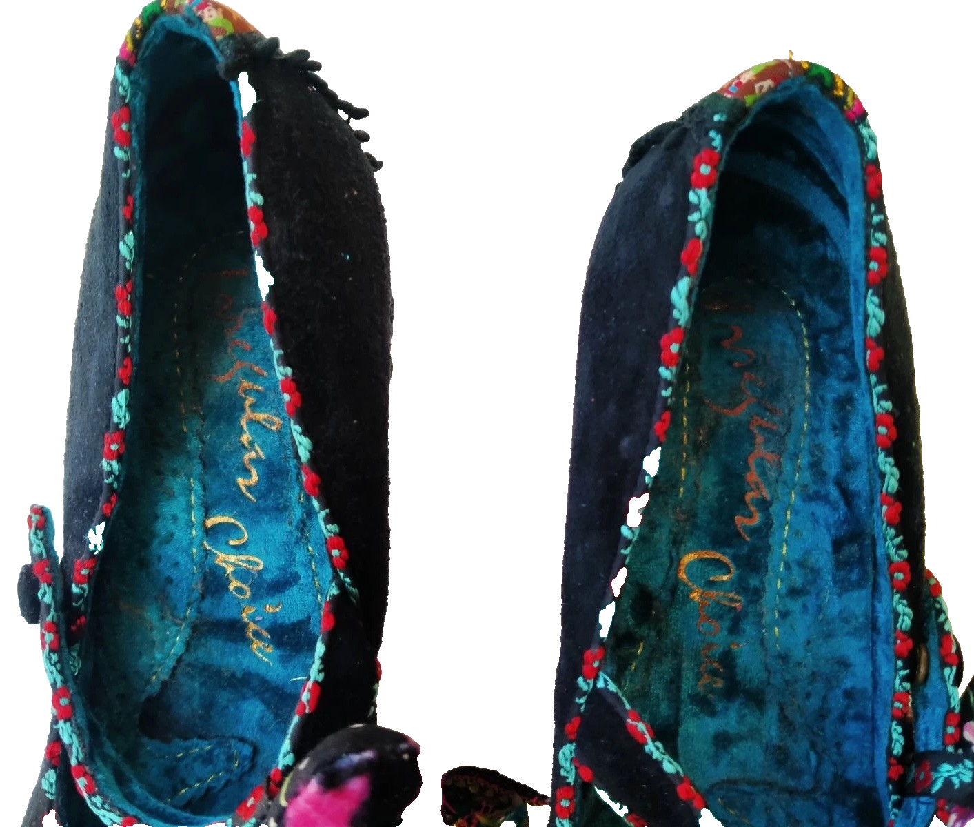 Irregular Choice Black Suede Statement Heels Embr… - image 15