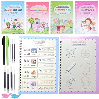Magic grooved Writing Practice Book, Reusable grooved Handwriting Practice for K