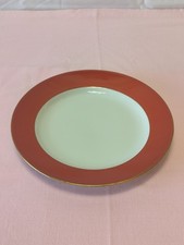 KPM Porzellan Urbino Multicolore Dessertteller Orange Rote Fahne mit Goldfilet 