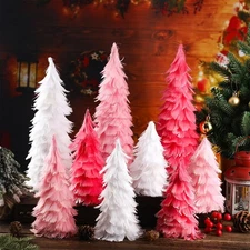 9 Pcs Christmas Feather Tree Table Top Feather Christmas Tree Xmas Tree Table...