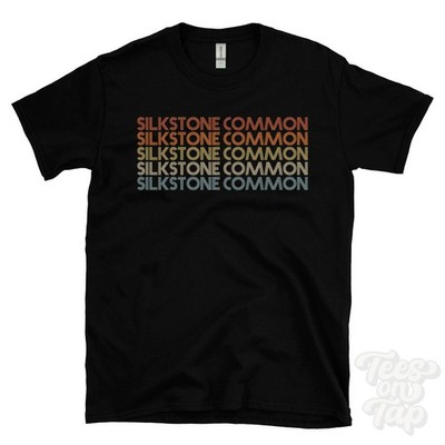SILKSTONE GEMEINSAMES WIEDERHOLTES RETRO-STIL T-SHIRT Herren & Damen UK Ortsname Geschenk