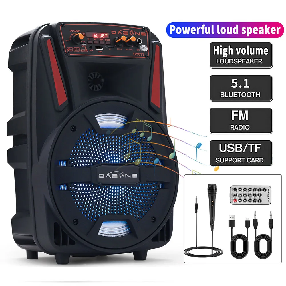 8 Inch 1000W Portable Bluetooth Speaker with Heavy Bass, Remote, Ideal for Parties and DJs