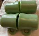 3 + 1  FIRE KING JADEITE C HANDLE MUGS! 1st Gen. All Block Letters!