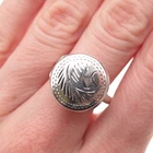 925 Sterling Silver Vintage Engraved Floral Locket Ring Size 9