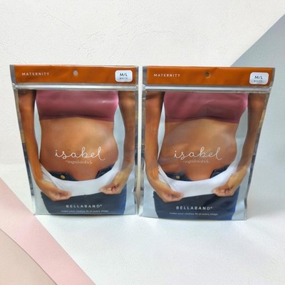 Ingrid + Isabel Bellaband X2 Maternity M/L  SIZE Belly Band White Holds Up Pants
