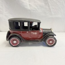 Arcade Two Tone Black and Red Cast Iron Taxi Cab - Possible Repaint