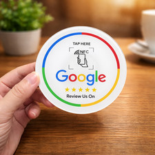 Review Us on Google Tap to Feedback NFC Sticker Card ? Round 10cm Waterproof